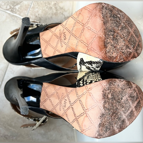 L.A.M.B Echo Snakeskin Platform Stiletto Heels Slingback Sandal Size 6.5 - Picture 6 of 6